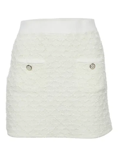 Pre-owned Maje Tweed Pocket Skirt In White