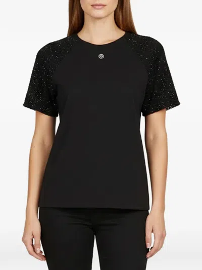 Pre-owned Maje Tweed Raglan-sleeve T-shirt In Black