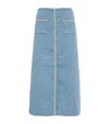 Maje Tweed Sequinned Midi Skirt In Blue