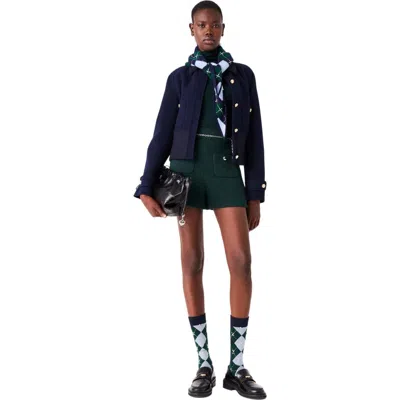 Maje Tweed Shorts In Bottle Green