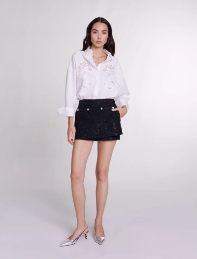 Maje Tweed Shorts In Black