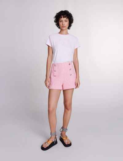 Maje Tweed Shorts In Pink