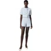 Maje Tweed Shorts With Belt In Blue Sky