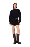 Maje Tweed Shorts With Contrast Band In Black