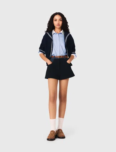 Maje Tweed Shorts With Denim Details In Multi