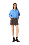 Maje Tweed Shorts With Elasticated Waistband In Blue
