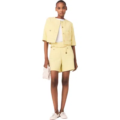 Maje Ilytener Tweed Shorts In Yellow