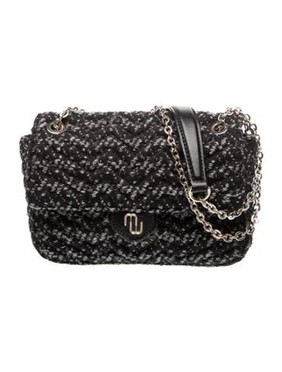 Pre-owned Maje Tweed Shoulder Bag In Black