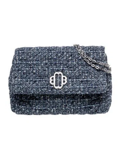 Pre-owned Maje Tweed Shoulder Bag W/ Tags In Blue