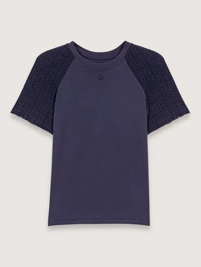 MAJE TWEED-SLEEVED T-SHIRT