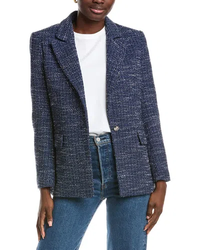 Maje Tweed Suit Blazer In Blue
