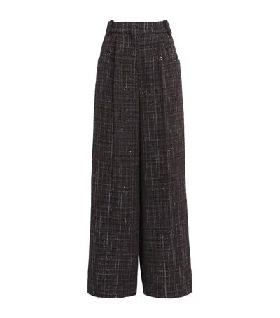 Maje Tweed Tailored Trousers In Brown