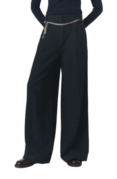 Maje Padeiry Tweed Wide Leg Pants In Black