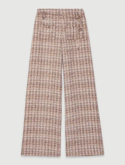 Maje Pantalon En Tweed In Brown
