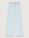 Maje Womens Bleus Chain-belt Mid-rise Tweed Trousers In Bleu Ciel
