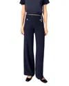 Maje Tweed Wide-leg Trousers In Navy