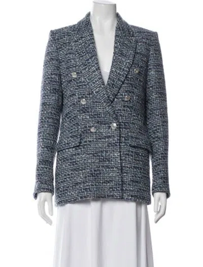 Pre-owned Maje Tweed Tweed Pattern Blazer In Blue