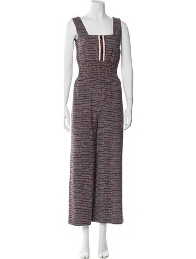 Pre-owned Maje Tweed Tweed Pattern Jumpsuit In Red