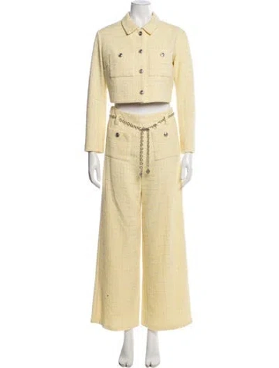 Pre-owned Maje Tweed Tweed Pattern Pantsuit In Yellow