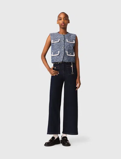Maje Tweed Vest In Blue