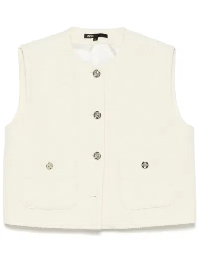 Maje Tweed Vest In Yellow