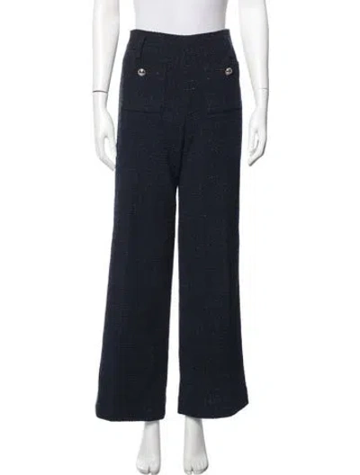 Pre-owned Maje Tweed Wide Leg Pants In Blue