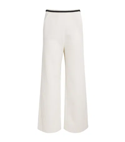 Maje Tweed Wide-leg Trousers In White