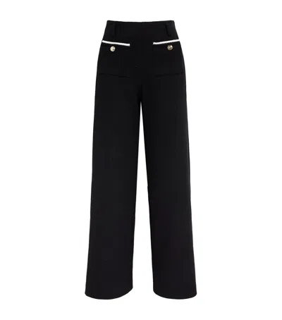 Maje Tweed Wide-leg Trousers In Black