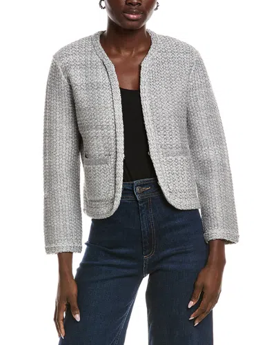 Maje Metallic Knitted Cardigan In Gray