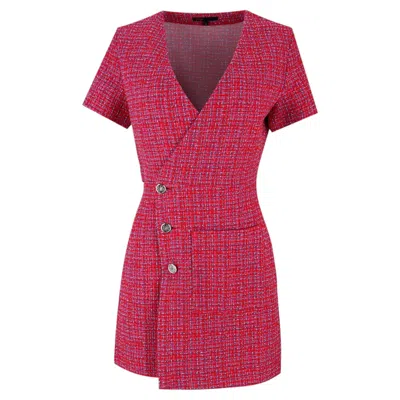 Pre-owned Maje Tweed Wrap Mini Dress In Pink