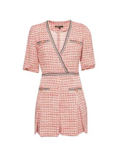 Pre-owned Maje Tweed-construction Mini Dress In Red