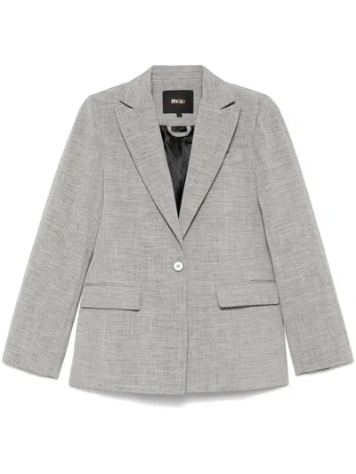 Maje Twill Blazer In Grey