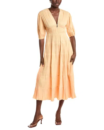 Maje Twisted Front Midi Dress In Brown