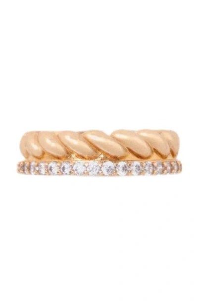 Maje Twisted Gold Rhinestone Ring