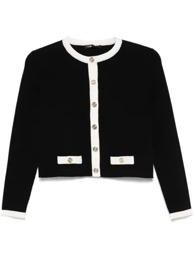 Maje Two-tone Cardigan In Black