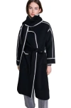 Maje Two-tone Double-faced Coat In Black/white