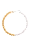 Maje Two-tone Pearl Necklace In Gold