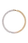 Maje Two-tone Rhinestone Link Necklace In Gold