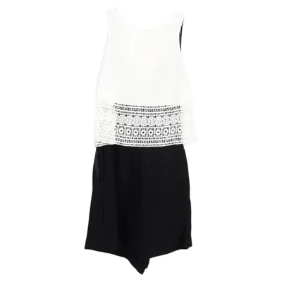 Pre-owned Maje Two-tone Playsuit In White Viscose