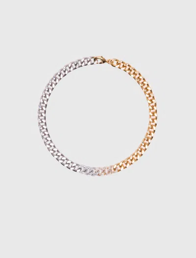 Maje Two-tone Rhinestone Link Necklace In Multi