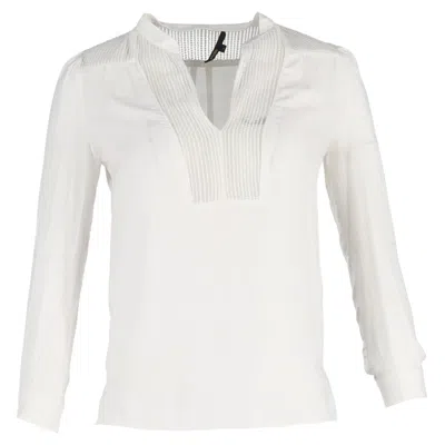 Maje V-neck Long Sleeve Blouse In White Viscose In Animal Print