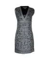 Maje V-neck Mini Dress In Silver Polyester In Silver