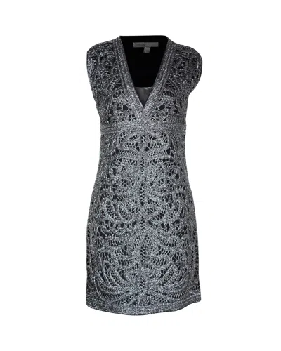 Maje V-neck Mini Dress In Silver Polyester