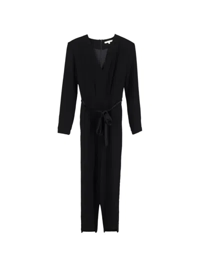 Pre-owned Maje V-neck Self-tie Jumpsuit In Black