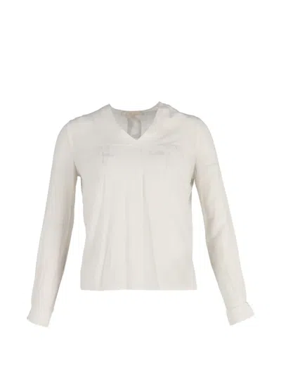 Pre-owned Maje V-neck Silk Blouse In Neutral