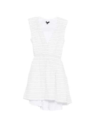 Maje V-neck Stripe Mini Dress In White