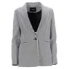 Maje Vadimy Houndstooth Woven Blazer In Black Cotton In Black
