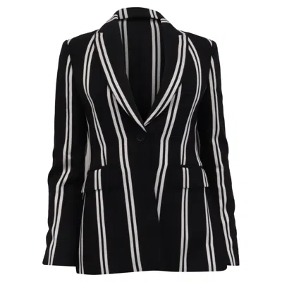 Maje Vakila Striped Single-breasted Blazer In Black And White Viscose