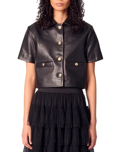 MAJE CROPPED LEATHER JACKET