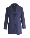 Maje Valiro Single Breasted Checked Blazer In Blue Polyester In Blue